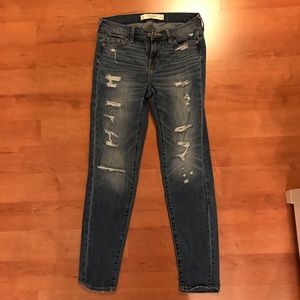 Abercrombie Medium Wash Destroyed Boyfriend Jean